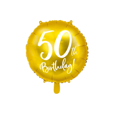 Fólia lufi 50. születésnapja, arany, 45 cm party kellék