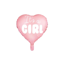 Fólia lufi „It's a Girl” rózsaszín szív 45 cm party kellék