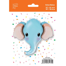 Fólia lufi, kék elefánt fej, 24", csomagolt party kellék
