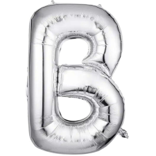  Fólia lufi S DEPOT®, ezüst, B betű alakú, 40 cm party kellék
