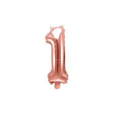 Fólia lufi szám ''1'', 35cm, rózsa arany party kellék