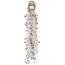  Fóliagirland csillagokkal 200 cm fehér/színes karácsonyfadísz