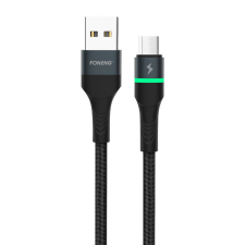 Foneng X79 USB to Micro USB Cable, LED, Braided, 3A, 1m (Black) kábel és adapter