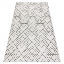Fonott sizal flat szőnyeg 48731960 Négyzetek rombusz, геометричен krém / szürke 80x150 cm lakástextília