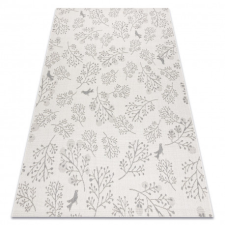  Fonott sizal flat szőnyeg 48774/367 Levelek Madarak krém szürke 80x150 cm lakástextília