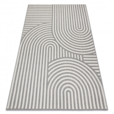 Fonott sizal flat szőnyeg 49376637 Körök csíkok szürke / krém 200x290 cm lakástextília
