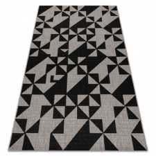 Fonott sizal floorlux szőnyeg 20489 ezüst / fekete HÁROMSZÖGEK 200x290 cm lakástextília