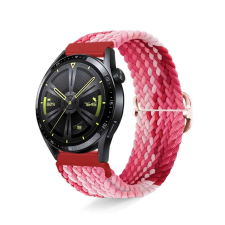  Fonott szövet légátersztős óraszíj - okosóra univerzális pótszíj 20mm - Fehér-Piros okosóra kellék