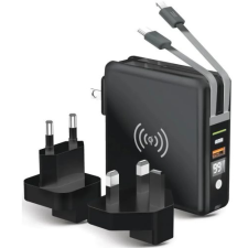 Forcell Hálózati töltő+Powerbank 10000mAh+Vezeték nélküli töltés fekete power bank
