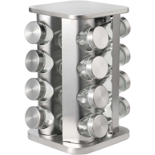  Forgó fűszertartó állvány - 16 darabos ezüst konyhai eszköz