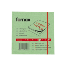 Fornax Jegyzettömb öntapadó, 75x75mm, 80lap, Fornax neon zöld jegyzettömb