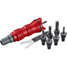Fortum adapter klt. fúrógéphez, POP-NUT szegecsanyákhoz, 6 db, M3-M4-M5-M6-M8-M10; 1/4" hatszög befogás, dugókulcs