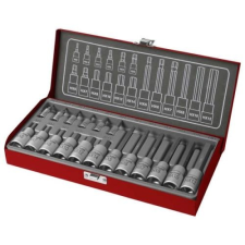 Fortum bitdugófej klt. imbusz, 1/2", 1/4", 18db, 61CrV5; 4700008 dugókulcs