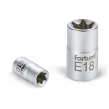 FORTUM garancia dugófej, torx, 1/2&quot;, 61CrV5 mattkróm, 38mm hosszú; E12 FORTUM dugókulcs