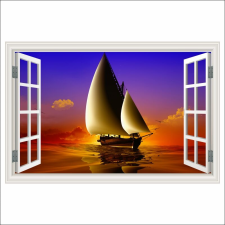  Fotótapéta Ablak körutazás, jacht, naplemente, 250 x 170 cm tapéta, díszléc és más dekoráció
