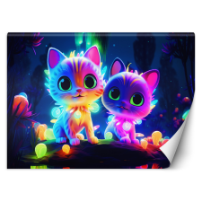  Fotótapéta, Aranyos neon macskák - 400x280 cm tapéta, díszléc és más dekoráció