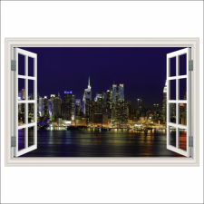  Fotótapéta Manhattan ablak, New York éjjel, 250 x 170 cm tapéta, díszléc és más dekoráció