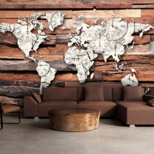  Fotótapéta térkép - Map On Wood Világtérkép 300x210 térkép