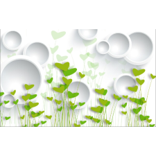  Fotótapéta Zöld szívek és fehér körök, 400 x 250 cm tapéta, díszléc és más dekoráció