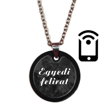 Fotóvetítő, videóvetítő nyaklánc nagy medállal, egyedi felirattal – fekete szín nyaklánc