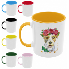 Fox Terrier vízfestmény - Fehér Bögre bögrék, csészék