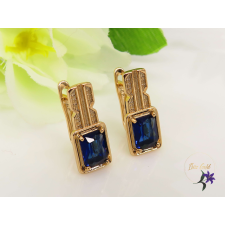  Francis antiallergén lapos szögletes köves fülbevaló 18K - kék fülbevaló