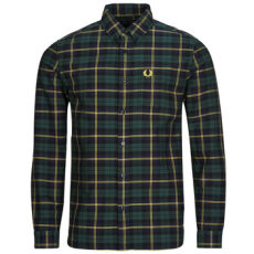 Fred Perry Hosszú ujjú ingek OXFORD TARTAN SHIRT Zöld EU L