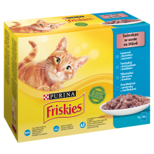 Friskies 12x85g Macskaeledel válogatás szószban- Lazaccal, Tonhallal, Szardíniával, Tőkehallal macskaeledel