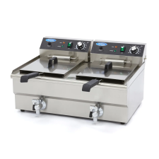 Fritőz 2 x 16L lefolyócsappal - Dupla kosárral - Maxima 9365011 fritőz
