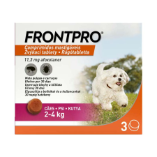 Frontpro 11,3 mg rágótabletta kutyáknak 2-4 kg 3x élősködő elleni készítmény kutyáknak