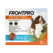 Frontpro 68 mg rágótabletta kutyáknak 10-25 kg 3x élősködő elleni készítmény kutyáknak