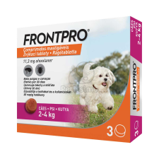  FRONTPRO® rágótabletta kutyáknak bolhák és kullancsok ellen (2–4 kg), XS-es 3 tabletta élősködő elleni készítmény kutyáknak