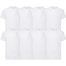 Fruit of the Loom 8 db-os pólócsomag Fruit of the Loom F02 kereknyakú, rövid ujjú, fehér - 3XL