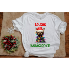 Fruit of the Loom Boldog Karácsonyt kutyás női póló