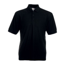 Fruit of the Loom F22 galléros piké póló 65/35, Black - 4XL férfi póló