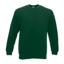 Fruit of the Loom F41 kereknyakú pulóver, SET-IN SWEAT, Bottle Green férfi pulóver, kardigán