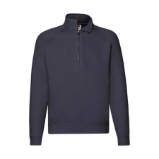 Fruit of the Loom Férfi Pulóver Hosszú ujjú Fruit of the Loom Zip Neck Raglansweat - S, Mély sötétkék (navy) férfi pulóver, kardigán