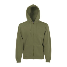 Fruit of the Loom FN07 cipzáras kapucnis pulóver, HOODED SWEAT JACKET, Olive - M férfi pulóver, kardigán