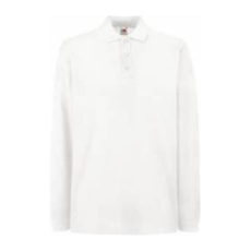 Fruit of the Loom FU24 hosszú ujjú galléros piké póló, PREMIUM LONG SLEEVE POLO, White - L