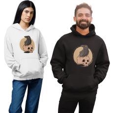 Fruit of the Loom, Kariban Holló Koponya - Unisex Kapucnis Pulóver