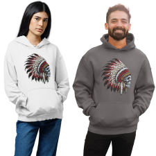 Fruit of the Loom, Kariban Indián Koponya - Unisex Kapucnis Pulóver női pulóver, kardigán