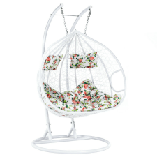  Függő dupla fotel, fehér/minta virág, DALVEA 2 NEW kerti bútor