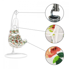  Függő fotel, fehér / mintás virágok, KALEA 2 NEW kerti bútor