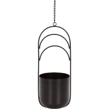  Függő virágtartó 11,5 cm átmérő fekete fém kerti dekoráció
