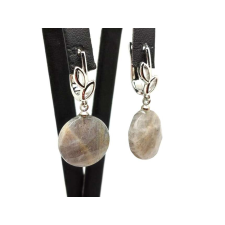  Fülbevaló fazettált kör labradorit levél záras 16mm fülbevaló