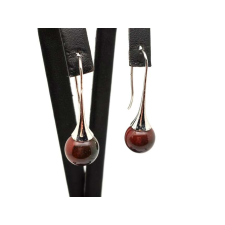 Fülbevaló golyó sardonyx kürt lógós 10-11mm fülbevaló