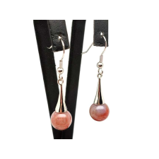 Fülbevaló golyó sardonyx pálcás lógós 10-11mm fülbevaló