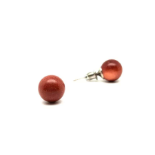 Fülbevaló golyó vörös goldstone 8mm fülbevaló