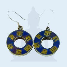  Fülbevaló lapis lazuli berakással és Om Mani Padme Hum mantrával fülbevaló