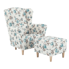  Füles fotel puffal, szövet rose 14, ASTRID bútor